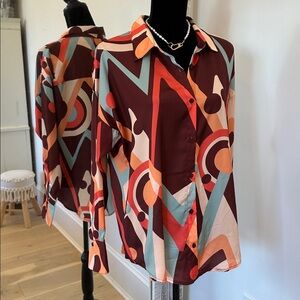 Vici Multicolor Geometric Button-Down Shirt